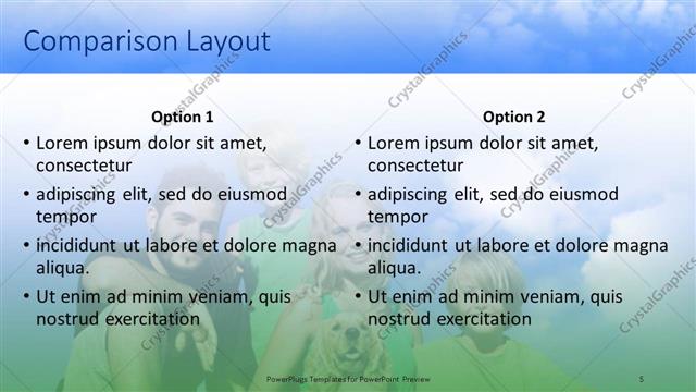 Comparison presentation slide layout