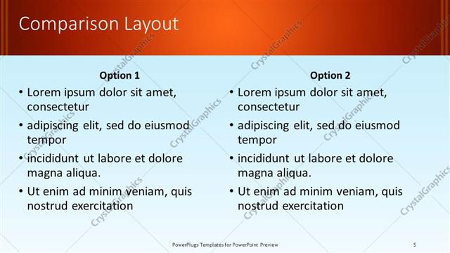 Comparison presentation slide layout