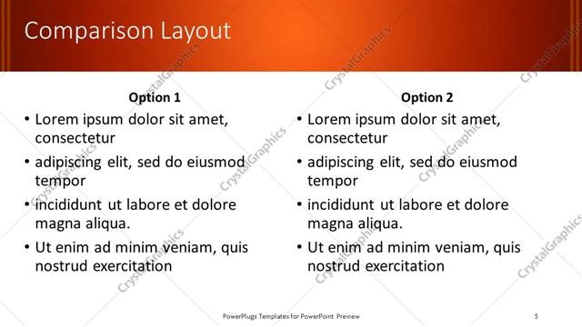 Comparison presentation slide layout