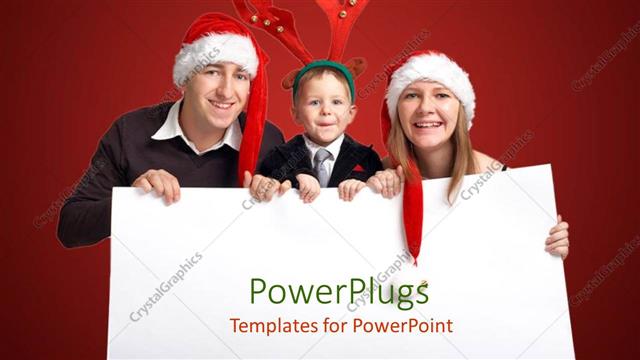  Presentation with invitation - A family celebrating Christmas together with red background
