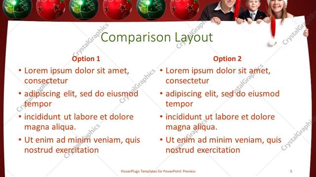 Comparison presentation slide layout
