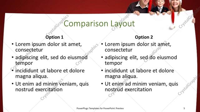 Comparison presentation slide layout