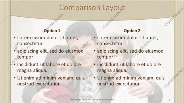 Comparison presentation slide layout