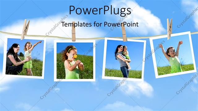  Presentation with family - Family depictions hanging on a clothesline against a blue sky