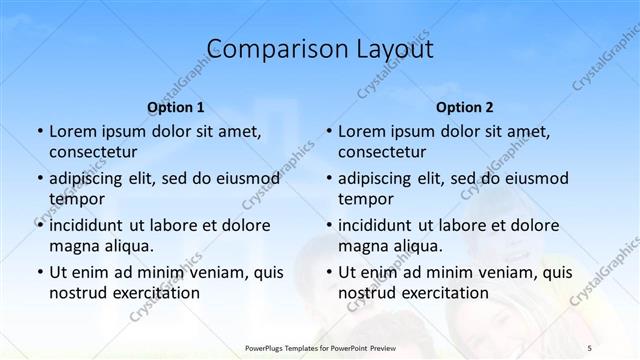 Comparison presentation slide layout