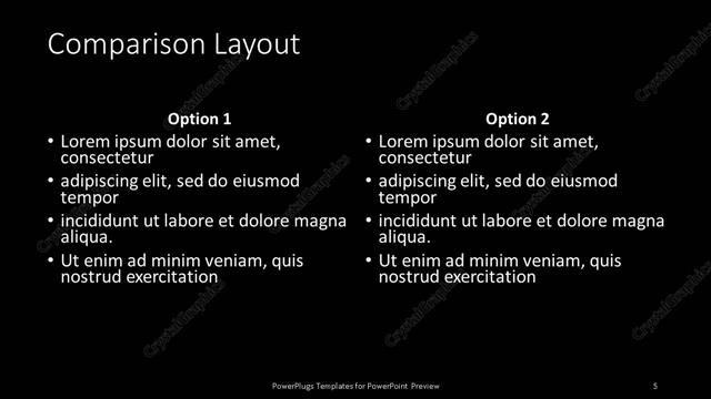 Comparison presentation slide layout