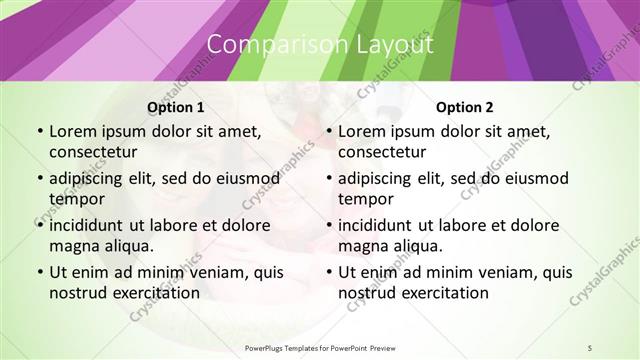 Comparison presentation slide layout