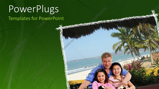  Presentation with family pet - Family enjoying their pet at beach with trees