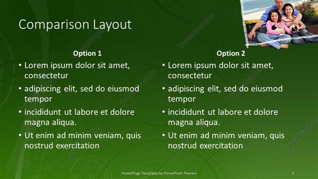 Comparison presentation slide layout