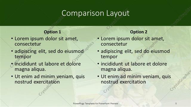 Comparison presentation slide layout