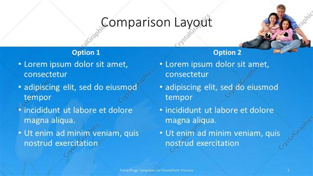 Comparison presentation slide layout