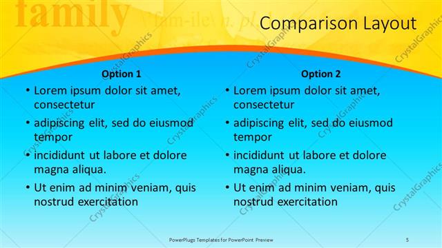 Comparison presentation slide layout