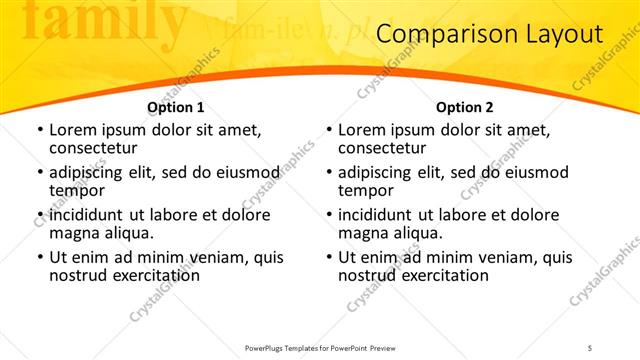 Comparison presentation slide layout