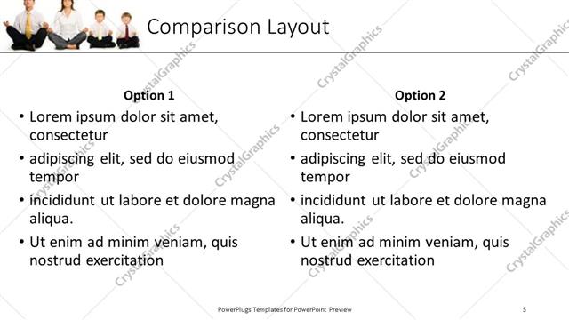 Comparison presentation slide layout