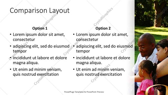 Comparison presentation slide layout