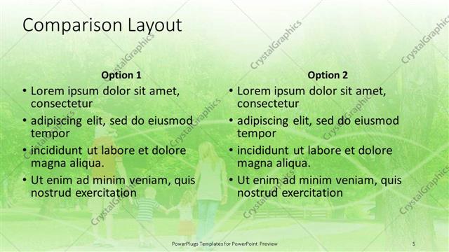 Comparison presentation slide layout