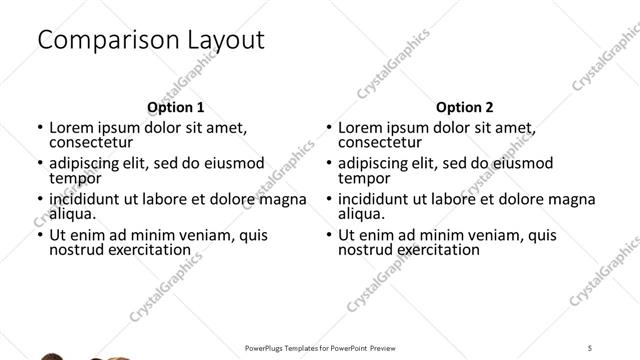 Comparison presentation slide layout