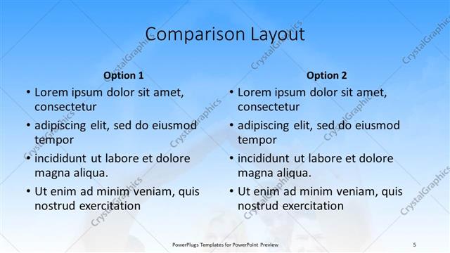 Comparison presentation slide layout
