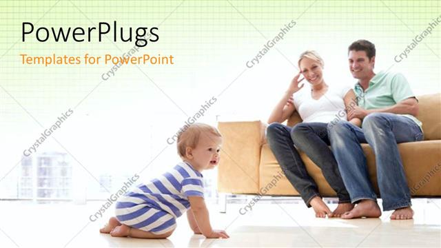  Presentation with complete - A family happy to see their kid and yellowish background