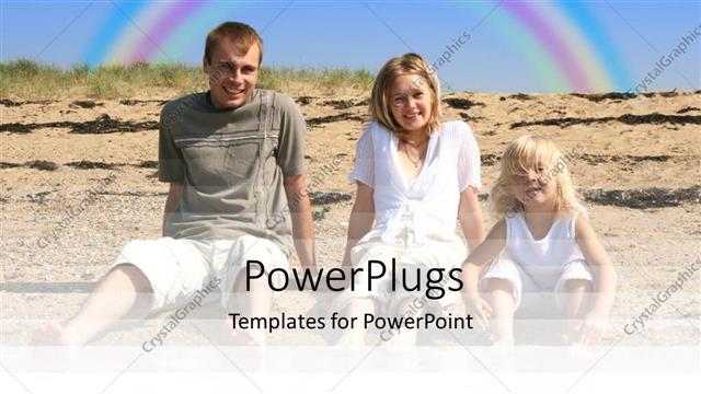  Presentation with beach rainbow - Family on holiday at the beach with rainbow