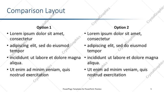 Comparison presentation slide layout