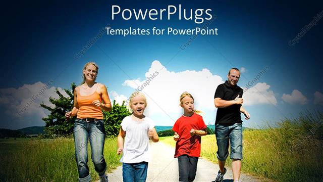  Presentation with road - A family jogging on the road together