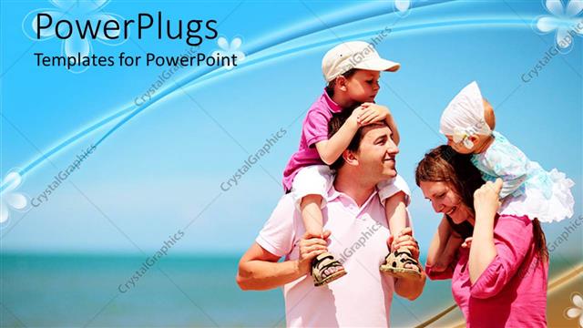  Presentation with baby girl - Family with mother, father, boy and baby girl at the beach, vacation, travel