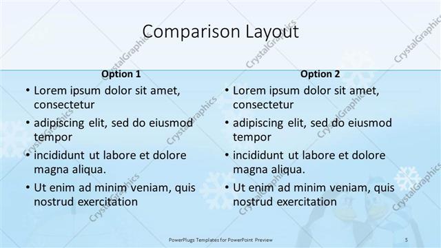 Comparison presentation slide layout