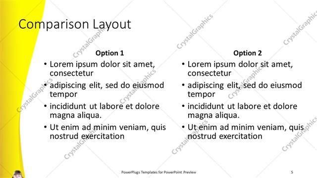 Comparison presentation slide layout