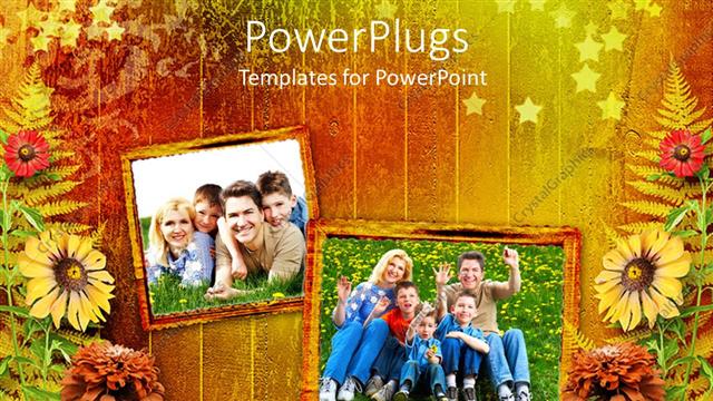  Presentation with fall color - Family photographs on fall color background with flowers and leaves