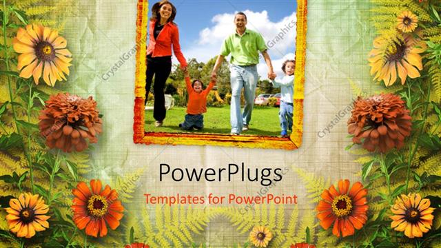  Presentation with flowers - A family picture on the wall with flowers around it