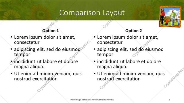 Comparison presentation slide layout