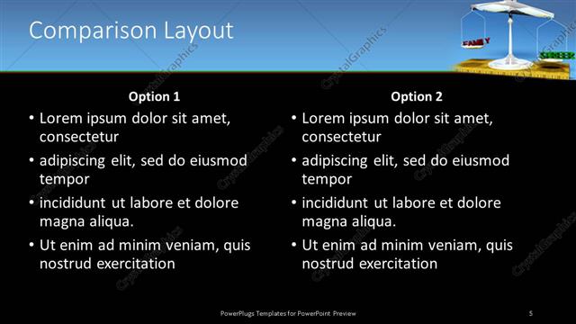 Comparison presentation slide layout