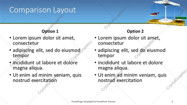 Comparison presentation slide layout