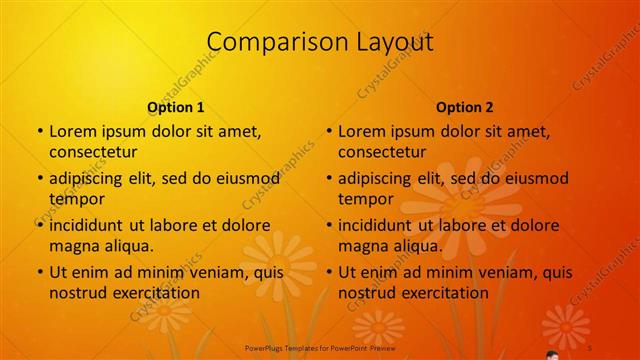 Comparison presentation slide layout