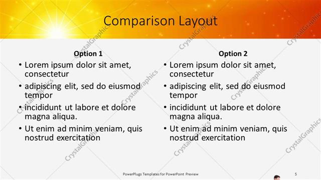 Comparison presentation slide layout