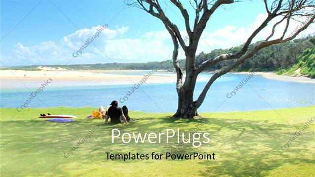  Presentation with family tree - A family sitting nearside a tree