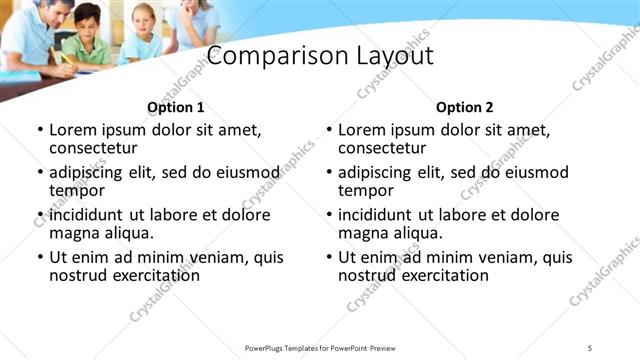 Comparison presentation slide layout