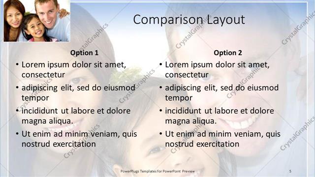 Comparison presentation slide layout
