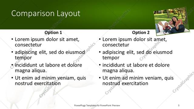 Comparison presentation slide layout