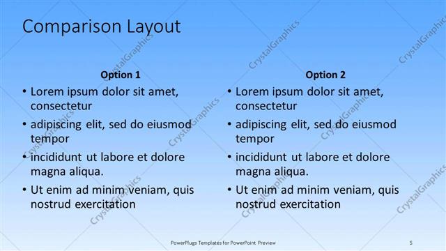 Comparison presentation slide layout