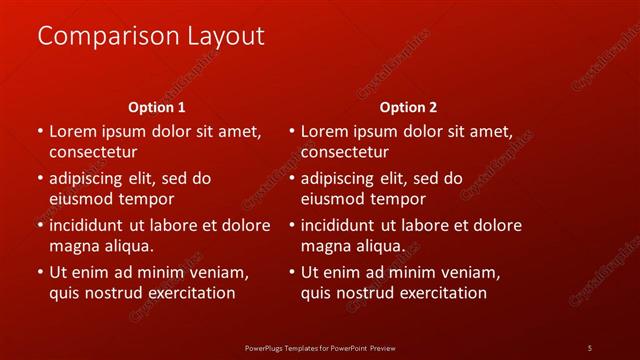 Comparison presentation slide layout