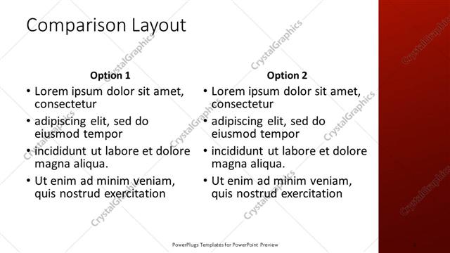 Comparison presentation slide layout