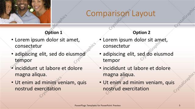 Comparison presentation slide layout