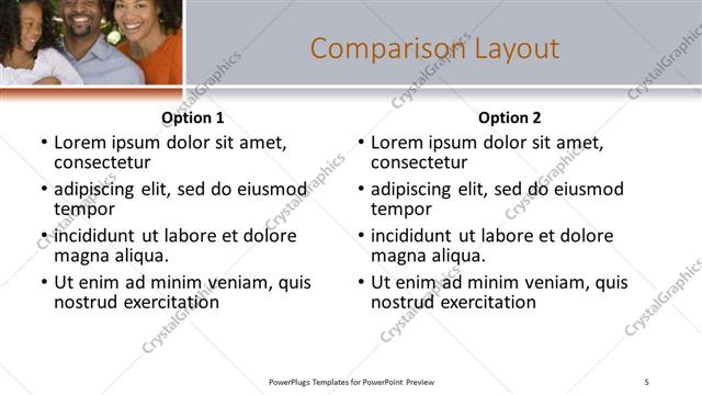 Comparison presentation slide layout