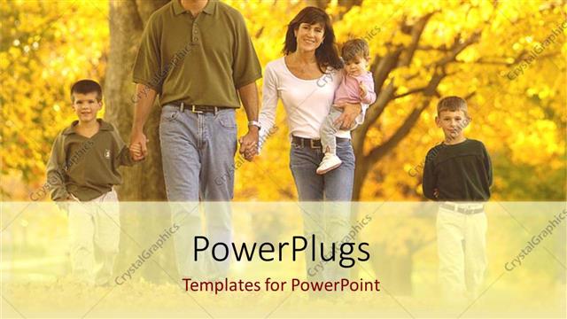  Presentation with parenting - Family with two sons, father, mother, baby with fall maple trees, sons, children, kids, parenting