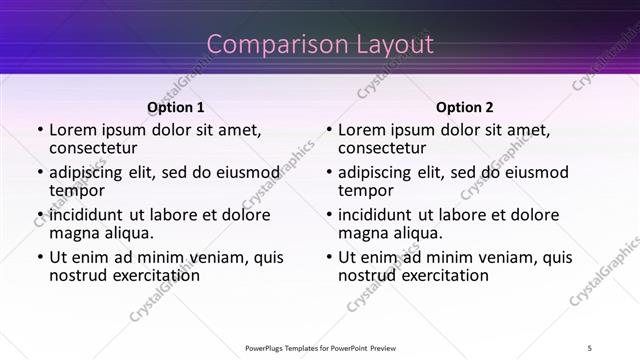 Comparison presentation slide layout