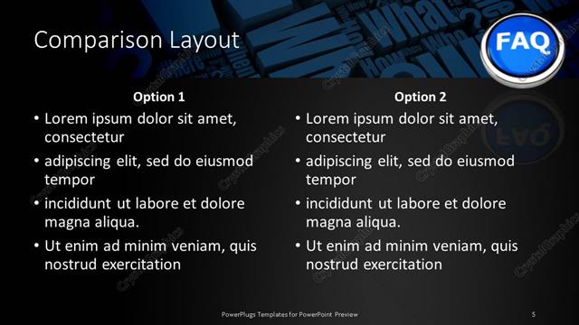 Comparison presentation slide layout