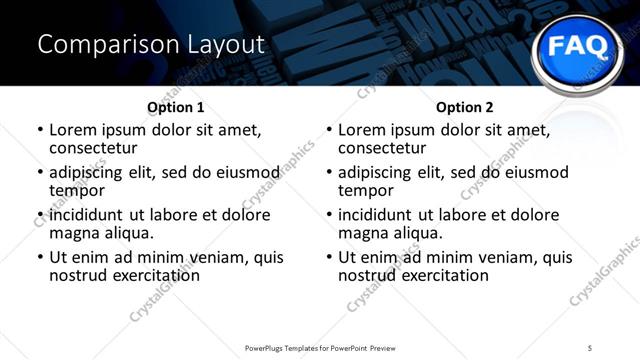 Comparison presentation slide layout