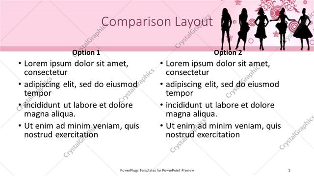 Comparison presentation slide layout